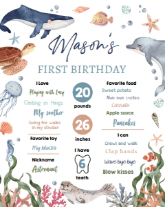 Birthday Milestone Sign Under the Sea 0504 design preview