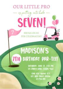 Invitation Golf Our Little Pro Pink White 0405 design preview