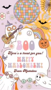 Favor Tag Groovy Halloween Boo Treat For You Pink 0471 design preview