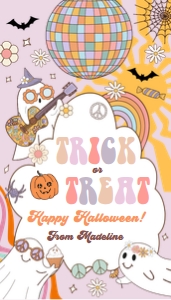 Favor Tag Groovy Halloween Trick or Treat Pink 0471 design preview
