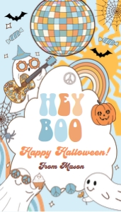 Favor Tag Groovy Halloween Hey Boo Blue 0471 design preview