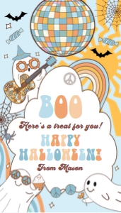 Favor Tag Groovy Halloween Boo Treat For You Blue 0471 design preview