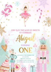 Birthday Invitation Nutcracker Sweets Pink Gold v2 0352 design preview