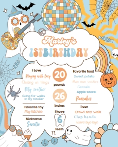 Birthday Milestone Sign Retro Halloween Boy 0471 design preview
