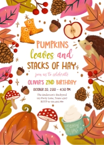 Birthday Invitation Fall Stacks of Hay 0516 design preview