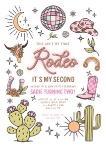 Birthday Invitation Retro Cowgirl 0519 Second Rodeo design preview
