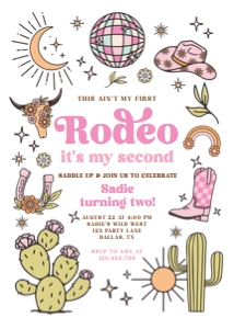 Birthday Invitation Retro Cowgirl 0519 Second Rodeo Bold design preview