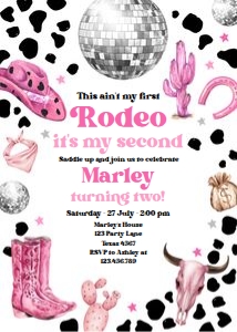Birthday Invitation Second Rodeo Pink 0455 design preview