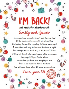 Letter I'm Back From Your Elf Christmas Doodles 0521 design preview