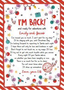 Letter I'm Back From Your Elf Christmas Doodles Red 0521 design preview
