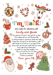 Letter I'm Back From Your Elf Christmas Retro 0522 design preview