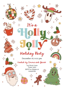 Invitation Holiday Party Holly Jolly 0522 design preview