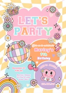 Invitation Birthday Preppy Lets Party Yellow 0524 design preview