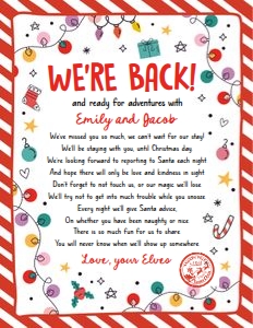 Letter We're Back From Your Elf Christmas Doodles Red 0521 design preview