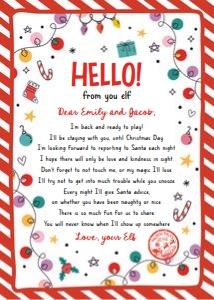 Letter Hello From Your Elf Christmas Doodles Red 0521 design preview