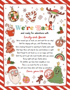 Letter We're Back From Your Elf Christmas Retro 0522 Red design preview