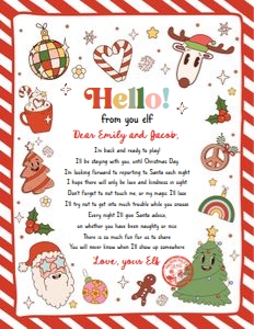 Letter Hello From Your Elf Christmas Retro 0522 Red design preview