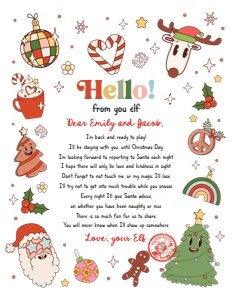 Letter Hello From Your Elf Christmas Retro 0522 White design preview