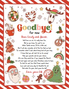 Letter Goodbye From Your Elf Christmas Retro 0522 Red design preview