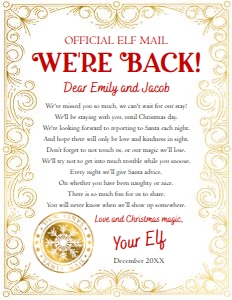 Letter We're Back From Your Elf Christmas Border Gold 0523 design preview