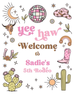 Welcome Sign Retro Cowgirl White 0519 design preview
