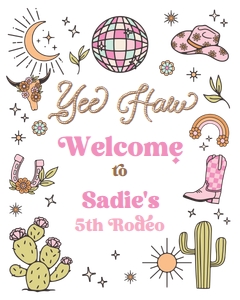Welcome Sign Retro Cowgirl White v2 0519 design preview