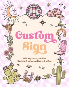 Custom Sign Retro Cowgirl Pink 0519 design preview