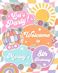 Welcome Sign Retro Groovy Colorful 0524 design preview