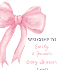 Welcome Sign Pink Bow Baby Shower 0527 design preview