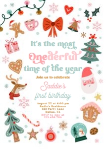 Birthday Invitation Christmas Elements Onederful Time 0529 design preview