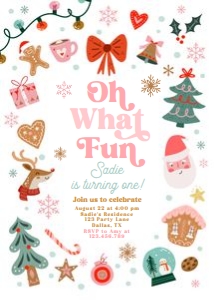 Birthday Invitation Christmas Elements Oh What Fun 0529 design preview