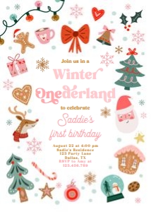 Birthday Invitation Christmas Elements Winter Onederland 0529 design preview