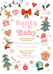 Baby Shower Invitation Christmas Elements Santa Baby 0529 design preview