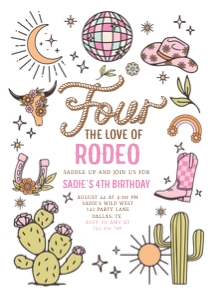 Birthday Invitation Retro Cowgirl 0519 Four The Love design preview