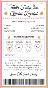 Tooth Fairy Receipt Pink Gold 0526 design preview