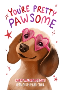 Valentine Card Pawsome Dachshund 0370 design preview