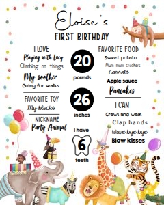 Birthday Milestone Poster Party Animals 0482 design preview