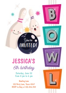 Birthday Invitation Bowling Girl 0505 design preview
