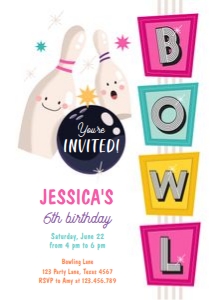 Birthday Invitation Bowling Girl V2 0505 design preview