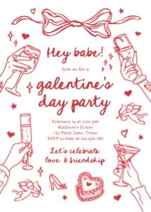 Galentine Invitation Cocktails White 0530 design preview