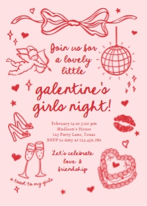 Galentines Invitation Girls Night Pink 0530 design preview