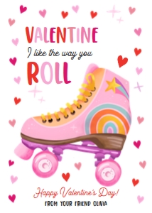 Valentine Card Skate Roll Pink 0370 design preview