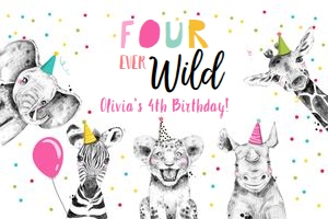 Backdrop Banner Party Animals Welcome Four Ever Wild Girl 0390 design preview