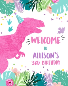 Welcome Sign Pink T-Rex Dinosaur 0423 design preview