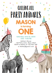 Birthday Invitation Party Animals v2 0142 design preview
