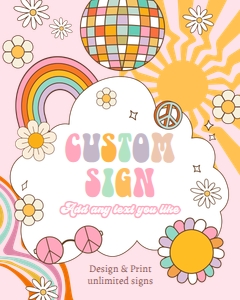 Custom Editable Sign Retro Sun Pink 0538 design preview