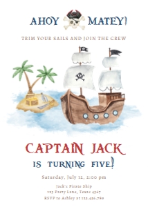 Birthday Invitation Pirate Ahoy Matey 0531 design preview
