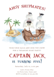 Birthday Invitation Pirate Ahoy Shipmates 0531 design preview