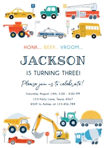 Birthday Invitation Transportation 0533 design preview