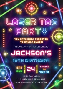 Birthday Invitation Laser Tag Party Boy 0536 design preview